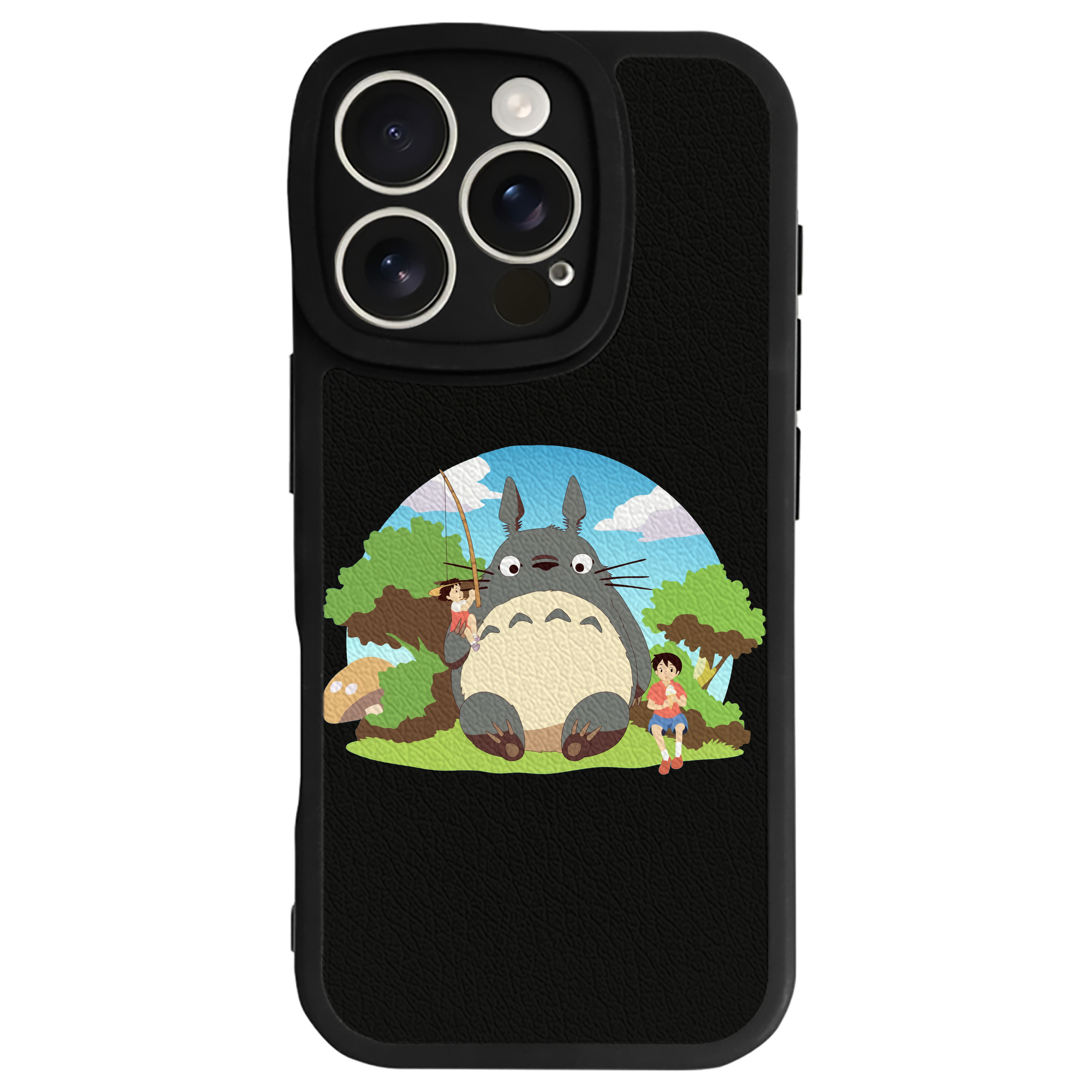 （画像用） となりのトトロ 草壁メイ 草壁サツキ My Neighbor Totoro Satsuki Kusakabe Mei Kusakabe 【iPhone 16シリーズ対応】シリコンスマホケース（レザー調） 材質：シリコン